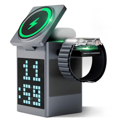 Pixel Dock - 5 in 1 Wireless Charger with Speaker and Clock