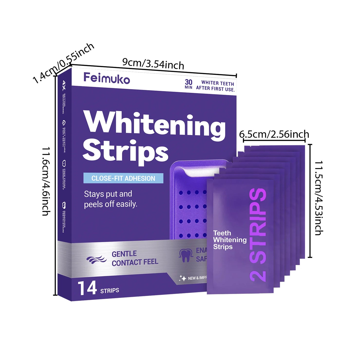 Purple Teeth Whitning Strips Oral Hygiene Mint Fresh Breath Brighten Tooth Bleaching Lasting Oral Care Tooth Brightening Patches