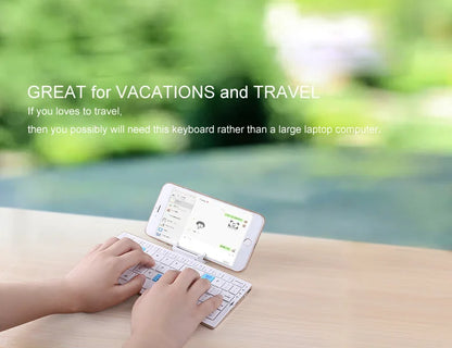 BOW Mini Folding Bluetooth Keyboard Wireless Keypad Support3 Devices With Stand Rechargeable Foldable Keyboard for Phone Tablet