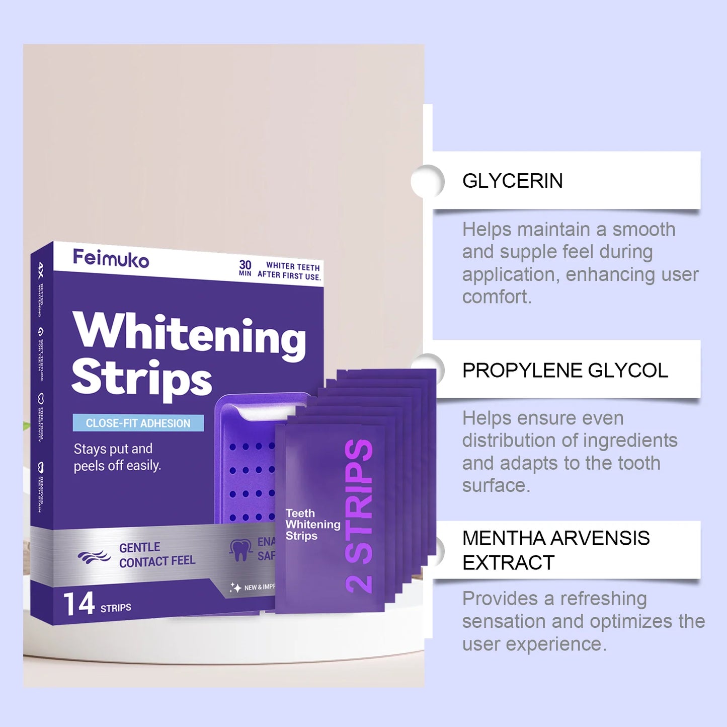 Purple Teeth Whitning Strips Oral Hygiene Mint Fresh Breath Brighten Tooth Bleaching Lasting Oral Care Tooth Brightening Patches