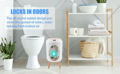 Automatic Trash Can with Lid,  Small Plastic Smart Trash Can, Motion Sensor Trash Can for Bedroom, Bathroom, Kitchen, Office