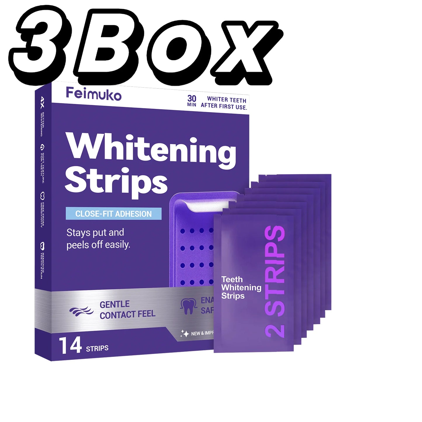 Purple Teeth Whitning Strips Oral Hygiene Mint Fresh Breath Brighten Tooth Bleaching Lasting Oral Care Tooth Brightening Patches