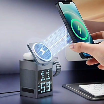 Pixel Dock - 5 in 1 Wireless Charger with Speaker and Clock